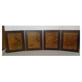 Vintage Set of Four Wooden Wall Art -Bird Themed