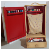 Vintage Wooden Sewing Cabinet w/Accessories
