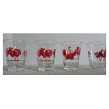 Vintage Cocktail Glasses with Red Rooster from Royal Leerdam Crystal, 1930s, Set of 3 & one Cherry R