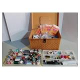 Vintage Sewing Box Packed with Sewing Supplies