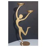 Vintage Retro Dancing Nude Candle Holder-Matte Gold Tone
