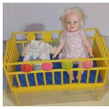 Vintage 1964 Topper Suzy Cute Doll w/Crib & Case