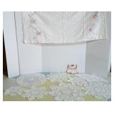 Vintage Lot of Embroidered Table Runner & Doilies