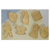 Vintage Yellow Plastic Cookie Cutters - Stanley Home Products - Astronaut, Valentine, Snowman, Drum,