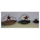 Vintage 3PC Set of Primitive Metal Bowls w/ Star Wire Handles