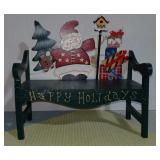 Vintage Little Christmas Wooden Bench Decor