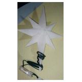 Vintage CHRISTMAS TREE TOPPER / STAR of BETHLEHEM / WHITE FROSTED STAR with LIGHTS & Chirping Bird/H