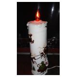 Vintage Atlantic Mold Ceramic 22" Christmas Candle Light Lamp Santa Sleigh Reindeer