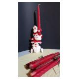 Vintage Santa Taper Candle Holder w/Candles