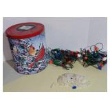 Vintage Christmas Popcorn Tin filled w/Holiday Decor