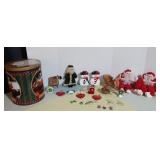 Vintage Christmas Popcorn Tin filled w/Holiday Decor