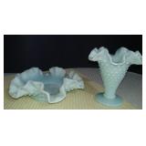 Lot of 2(TWO) Vintage Fenton Hobnail Aqua Pieces