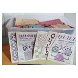 Huge Lot of Vintage Quilting Fabric & Quilting Books