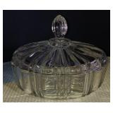 Gorgeous Vintage 1930s Anchor Hocking Lidded Glass Candy Dish, Scallop Pattern