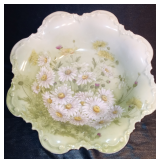 Gorgeous Antique Scalloped Porcelain Hand Painted Bowl- Germany