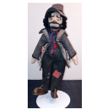 Vintage Cloth Hobo Clown w/Stand