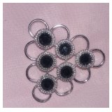 Vintage 1976 SARAH COVENTRY Black Charmer Rhinestone Silver-Tone Brooch / Pin