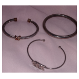 Lot of 3(THREE) Silver Tone Cuff Bracelets