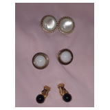 Lot of 3(THREE) Pair of Vintage Clip-On Earrings