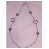 Langford premiere Designs Silver Tone Swirl/Circle & Rhinestone Necklace