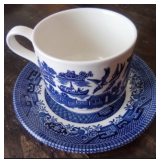 Vintage Churchill Blue Willow Cup & Saucer, Made in England 