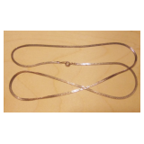 Vintage Silver Tone Herringbone Chain Necklace -Unmarked-29"