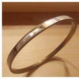 Vintage Gold Tone Mother of Pearl Bangle Bracelet