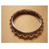 Vintage Silver Tone Metal Spiked Clasp Bangle Bracelet