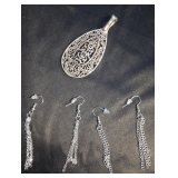 Vintage 5PC Jewelry Lot-2 Pair of Earrings & 1 Silver Pendant