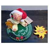 Annalee Dolls - Doll Society - Child in Santa Hat with Bear and Train - 1989