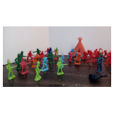 Lot of Vintage Plastic "Cowboys & Indians" -56 Pieces
