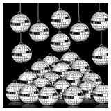 Sumind 50 Pcs Christmas Hanging Disco Ball Ornaments Mini Disco Ball Cake Decoration Bulk Reflective