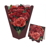 Pop Up Cards,Red Rose Bouquet Greeting Cards - 12 inches 3D Popup Blossom Paper Flower Greeting Card