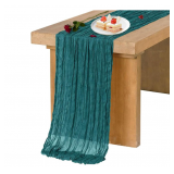 Cheesecloth Table Runner 35 x 120 Inch, Teal Green Cheese Cloth Table Runner, Rustic 10 Ft Gauze Tab