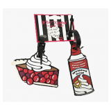 BETSEY JOHNSON 2‑PIECE SET RUBBER LUGGAGE TAGS PIE & WHIPPED CREAM
