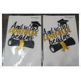 Lot of 2 Graduation Cake Toppers-BLACK/GOLD-GLITTER
