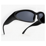 GUVIVI Wrap Around Fashion Sunglasses for Men Women Trendy Swift Oval Dark Futuristic Sunglasses