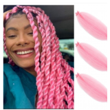 Springy Afro Twist Hair 24 Inch 3 Packs Pink Color Pre Fluffed Marley Twist Braiding Hair 