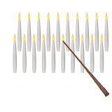 Leejec 20pcs Flameless Taper Floating Candles with Magic Wand Remote