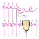 12 Pcs Reusable Bride Straws Heart Shape, Bachelorette Party Supplies