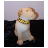 Vintage Fenton Art Glass White Opal Lab Puppy #89/250-Artist Signed
