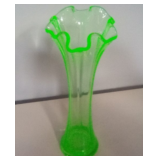 Antique Uranium Glass Stretched Vase 10 3/4" EAPG