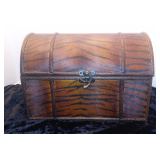 Vintage Wooden Animal Print Treasure Chest Box