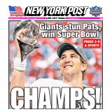 NEW YORK POST - NY Giants Superbowl 46 Win VS. Patriots- February 6, 2012- Good Condition