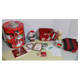 Vintage Christmas Popcorn Tin filled w/Holiday Decor