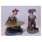 TMS 2003 The Jester Vintage Bottle Wine Holder Figurines Rare & Jester Cheese Platter