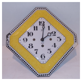 Vintage Art Deco Manuel Wind Kitchen Clock Made in Germany, Yellow