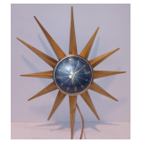 Mid Century Modern Sessions Starburst Electric Wall Clock with Roman Numerals