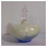 Vintage Venetian Murano Blue Opalescent Body Italian Art Deco Glass Pleated Flower Vase