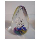 Vintage Clear Swirl Glass Paperweight - Unique Decorative Collectible Art Piece 